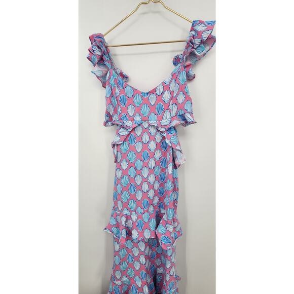New NWT SIMPLY SOUTHERN Cut Out Dress Sea Shell Ruffle Maxi Dress Large - Picture 4 of 10